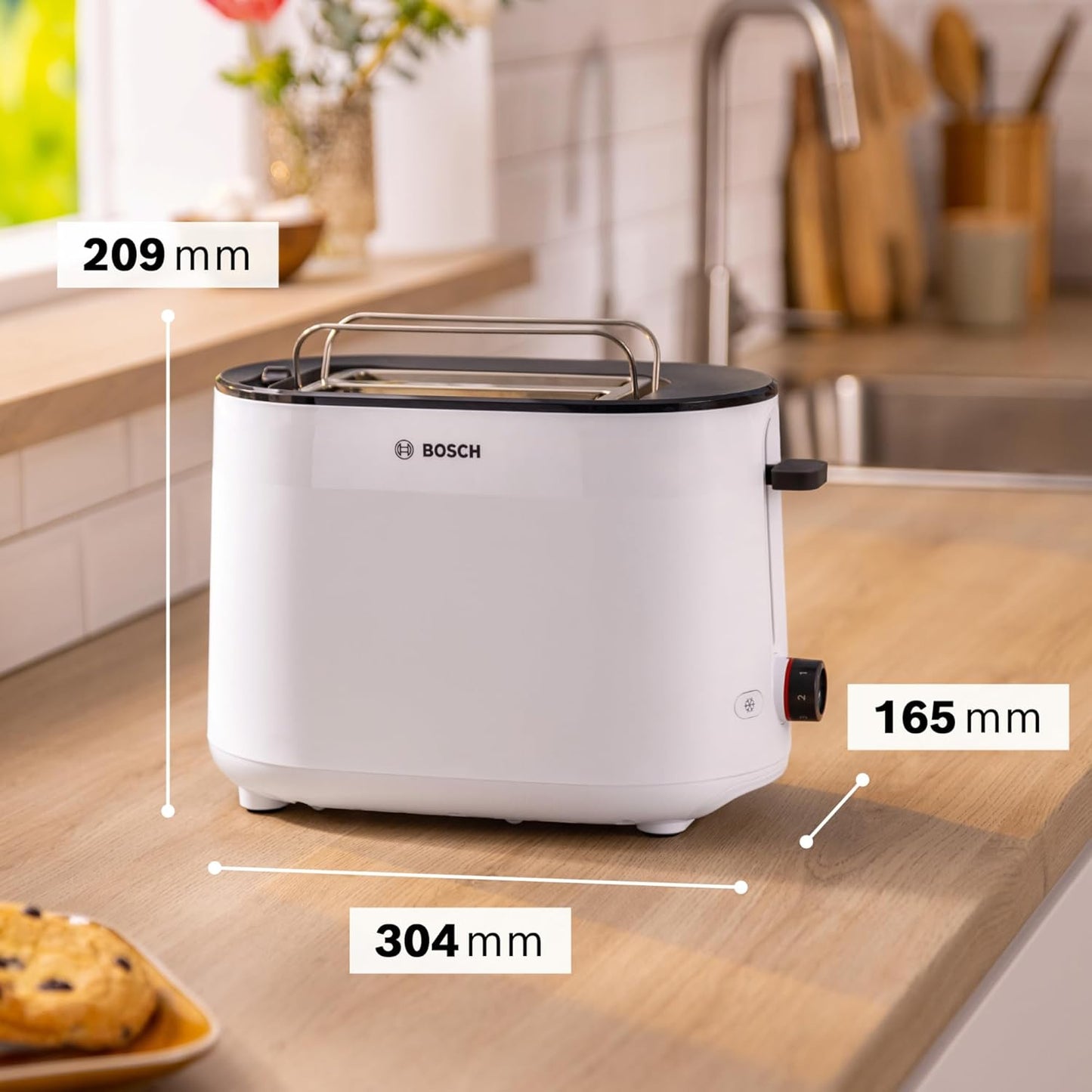 Toaster mit Brötchenaufsatz, Modern, funktional Weiss