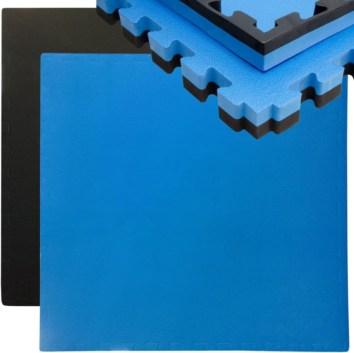 Profi Kampfsportmatte 90x90cm für Zuhause, 1 Matte 90 x 90 cm Blau Schwarz