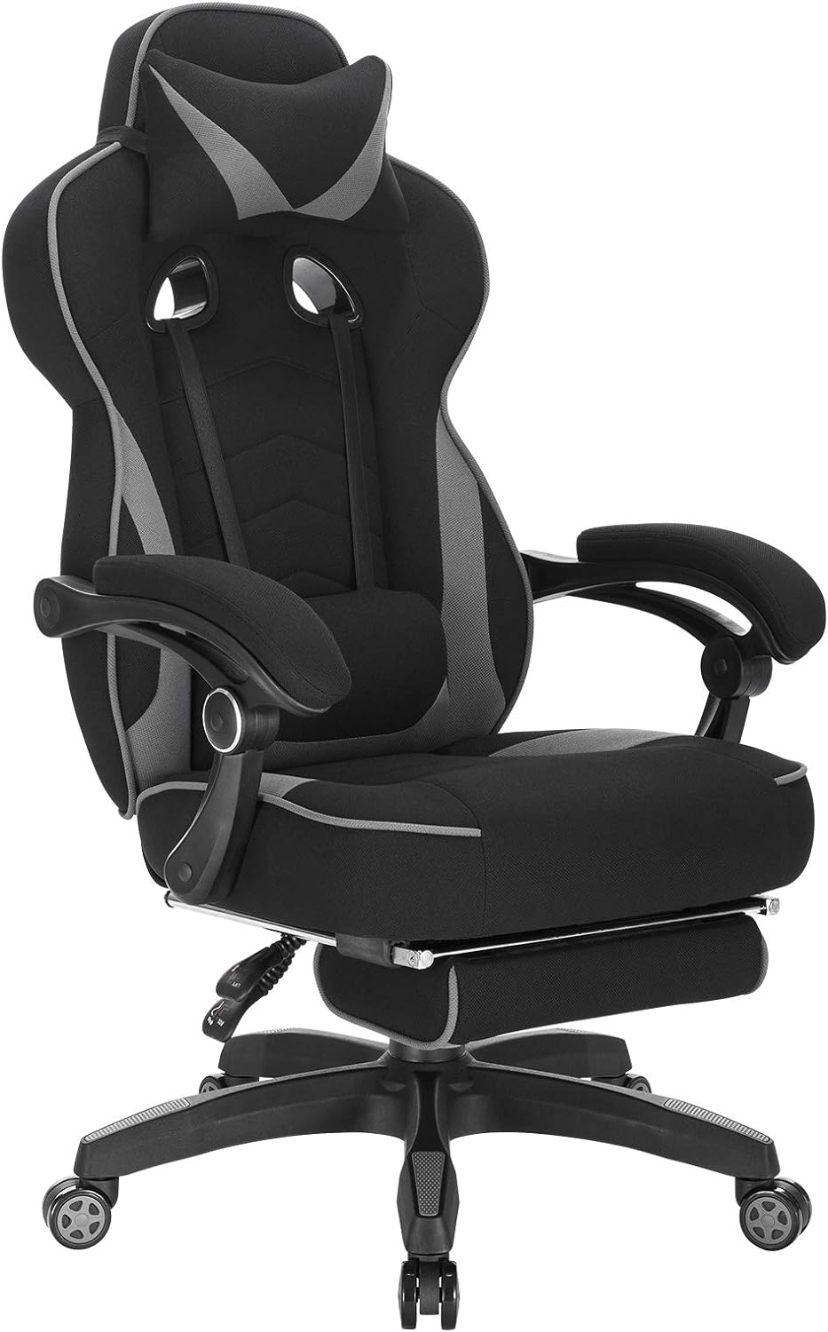 Gaming PC-Stuhl, Grau ; Elastischer Stoff