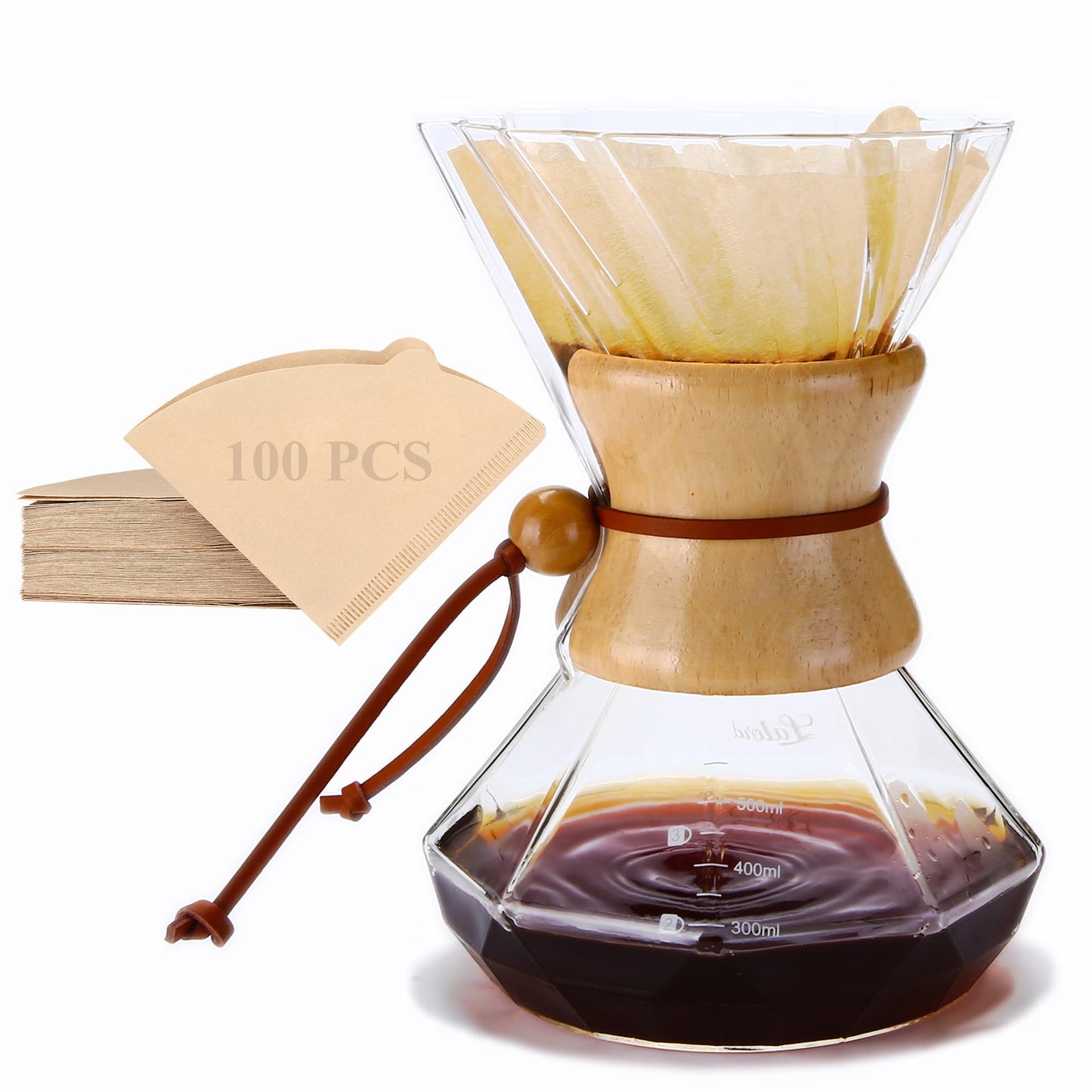 Pour-Over Kaffeebereiter mit Papierfiltern (550 ml), 550 ml(Paper Filter, Clear)