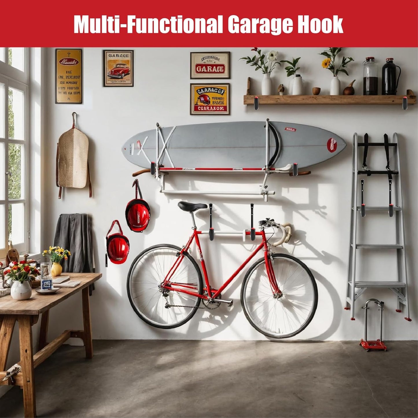 12er-Set Garage-Wandhaken, 6Stück - 9.8 "(25 x 23 cm)+6Stück - 3.5 "(12 x 8.9cm）