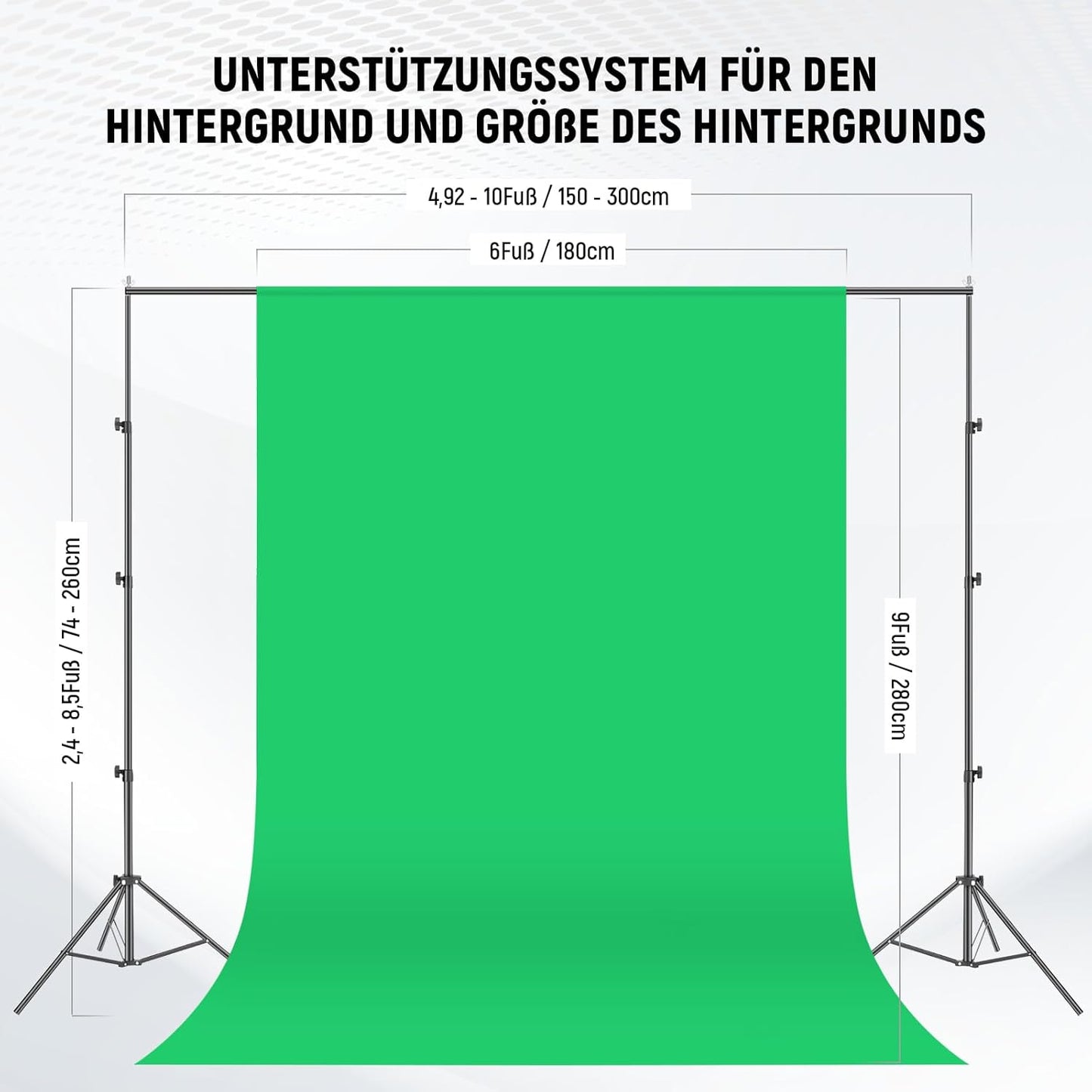 Fotostudio-Lichtset mit Hintergrund, NK100 mit Reinigungstuch