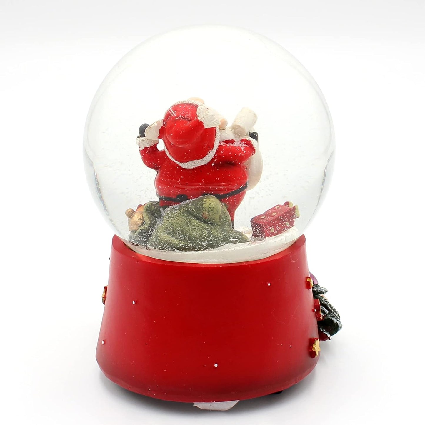 Schneekugel "Weihnachtsmann mit Feder und Wunschzettel", Wm-feder