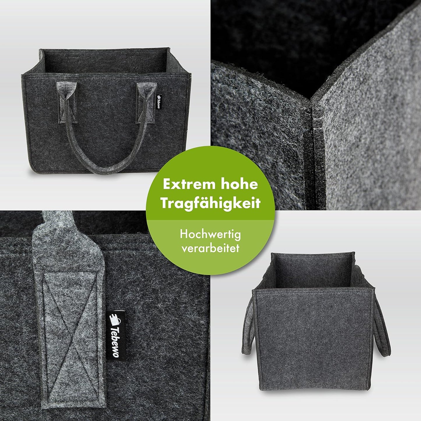 2er-Set Filztasche, Doppelpack Dunkel-/Hellgrau