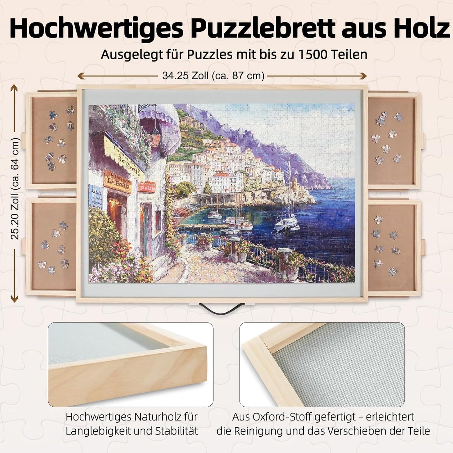 2-in-1 Puzzle-Brett mit Schubladen, 1500pcs-basic