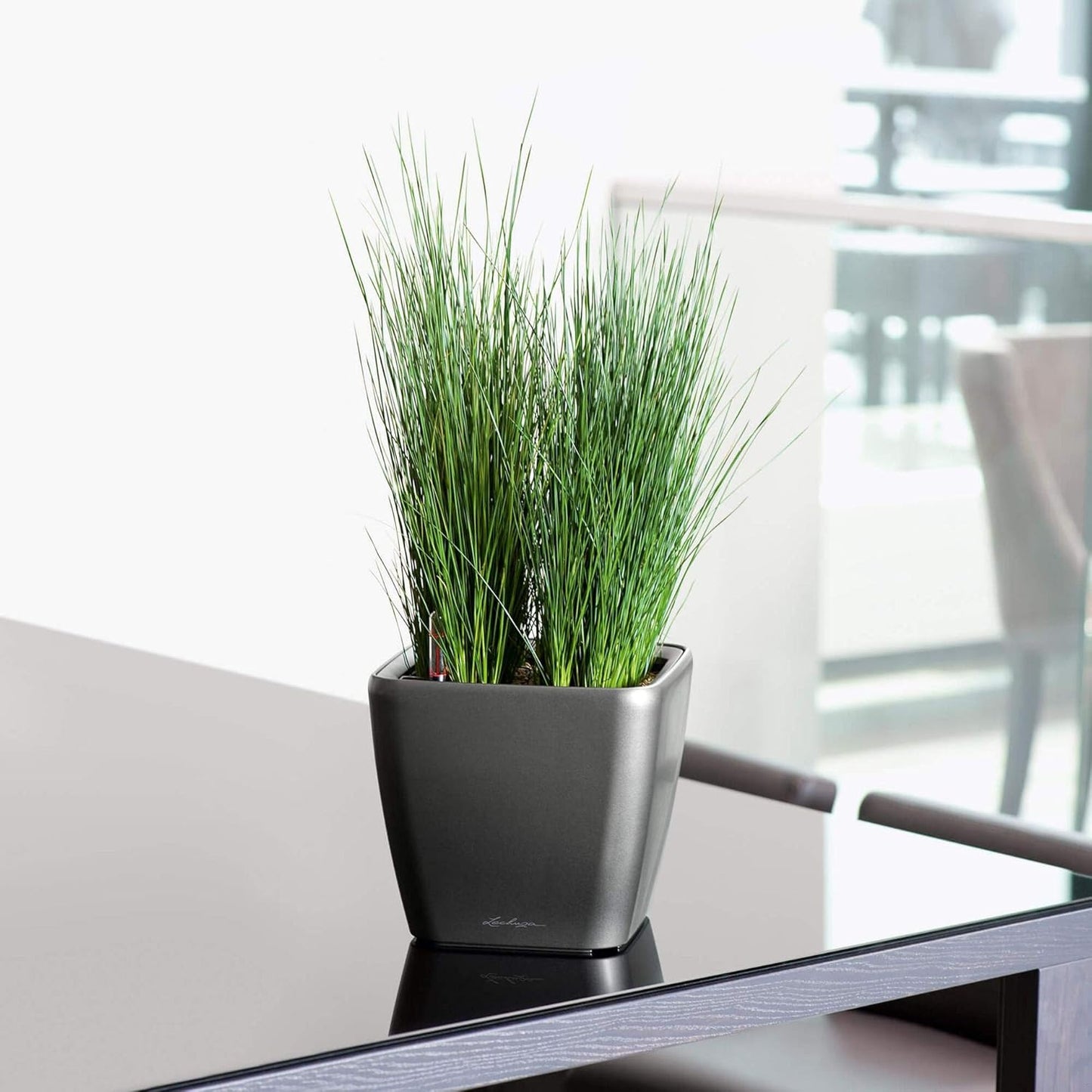 Pflanztopf Quadro Premium LS, 22.5x22.5x20.5 cm Anthrazit Metallic
