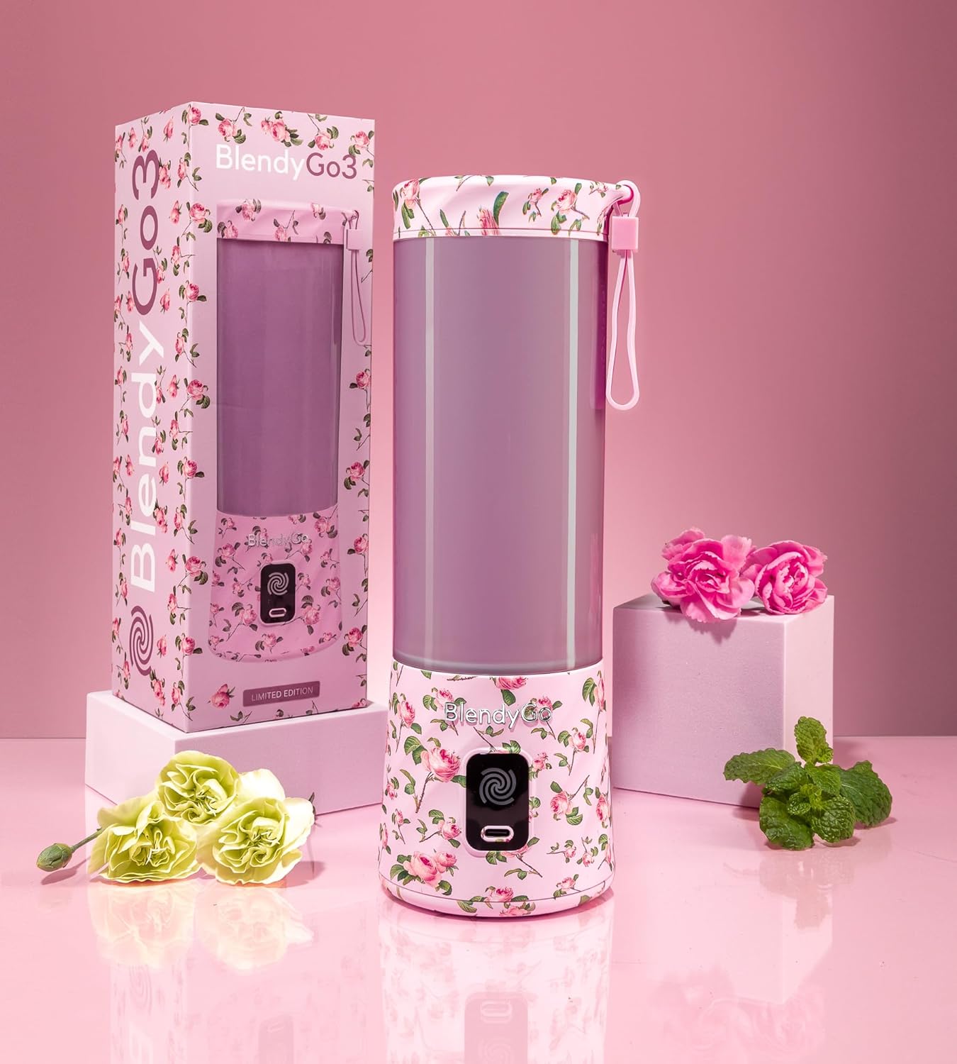 Tragbarer Mini Standmixer 550 ml, kabellos, Rose