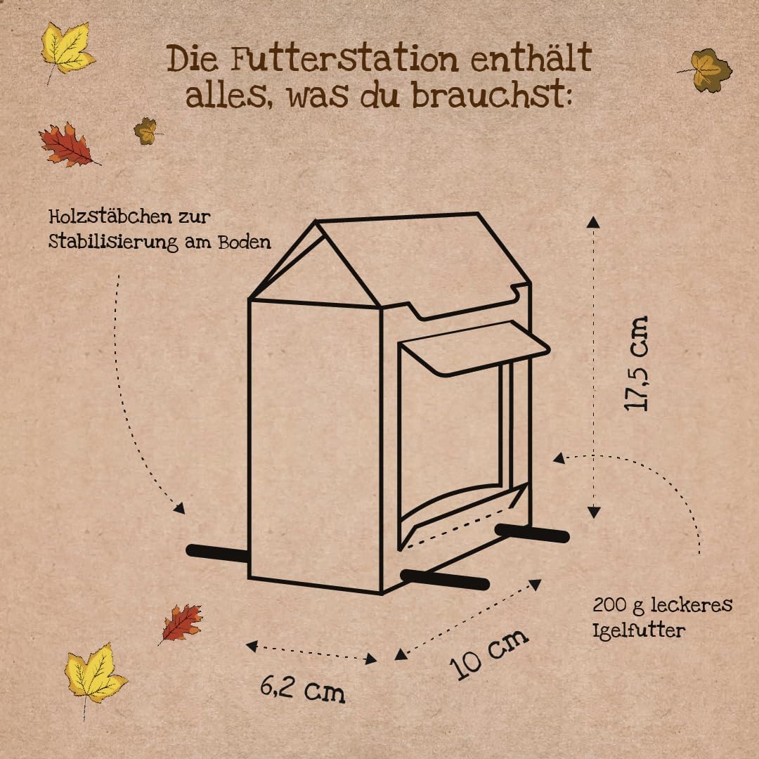 6-teiliges Tierfutter Geschenkset mit Futterhäuschen für Vögel, Igel und Eichhörnchen