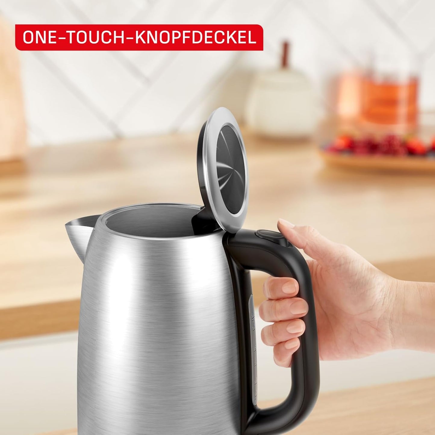 Wasserkocher mit abnehmbarem Anti-Kalk-Filter, Edelstahl 1.7L