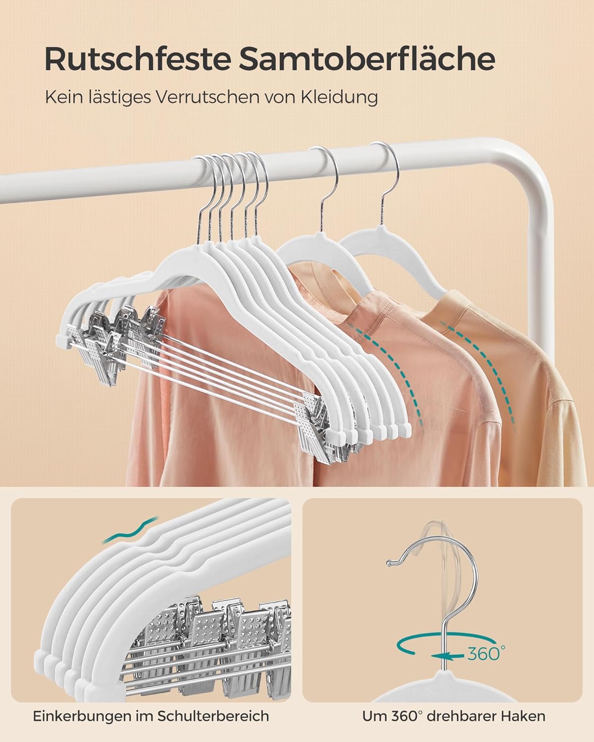 Hosenbügel-Set, Weiss / 20 Stück
