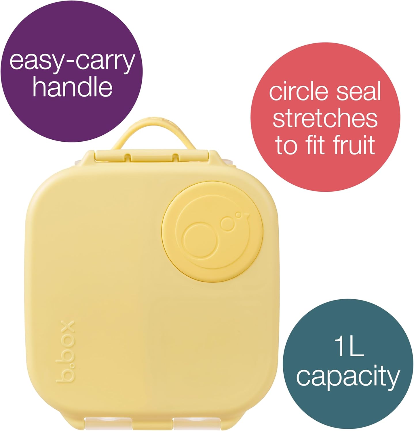 Mini Bento-Box mit 3 Fächern (2 auslaufsicher), Lemon Twist