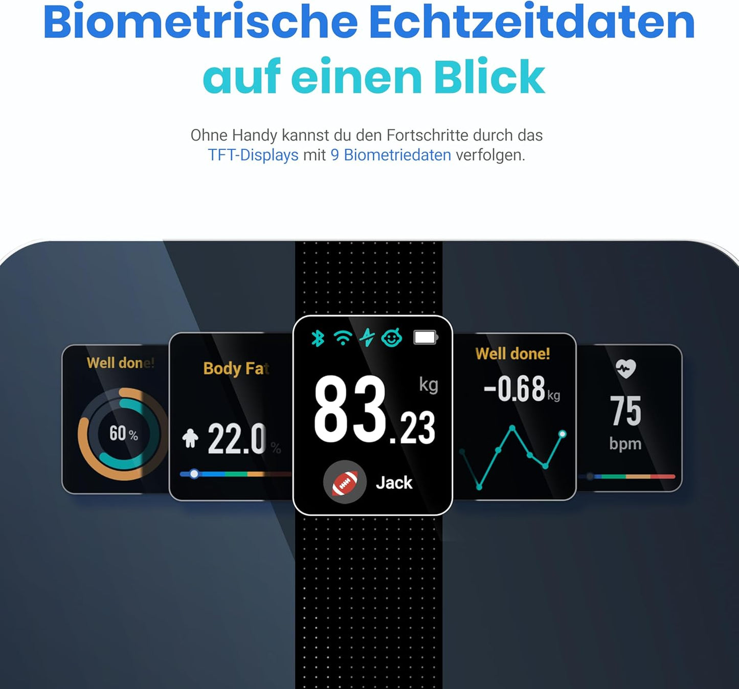 Körperfettwaage, Schwarz | 180kg/0.05kg | TFT Display