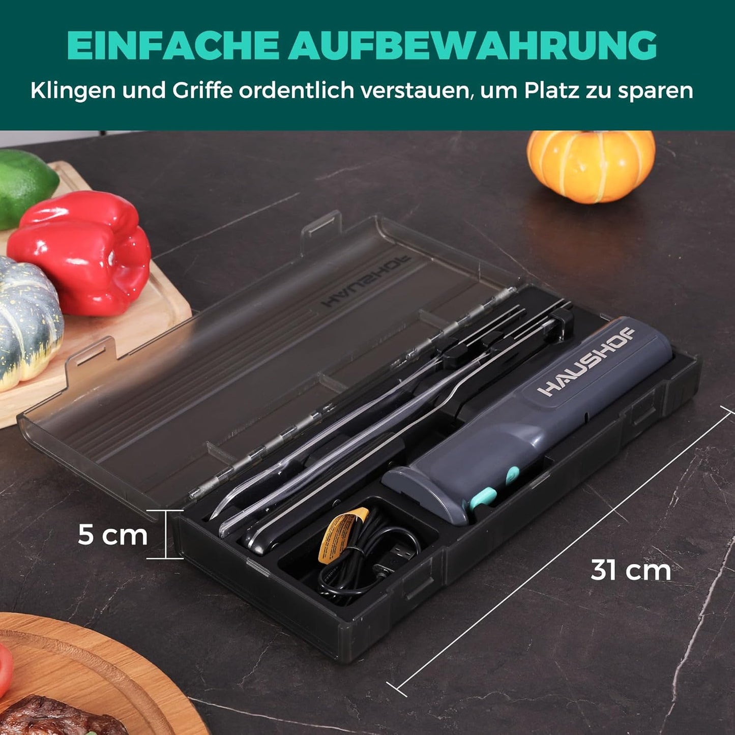 Kabelloses Elektromesser mit Edelstahlklingen, Grau