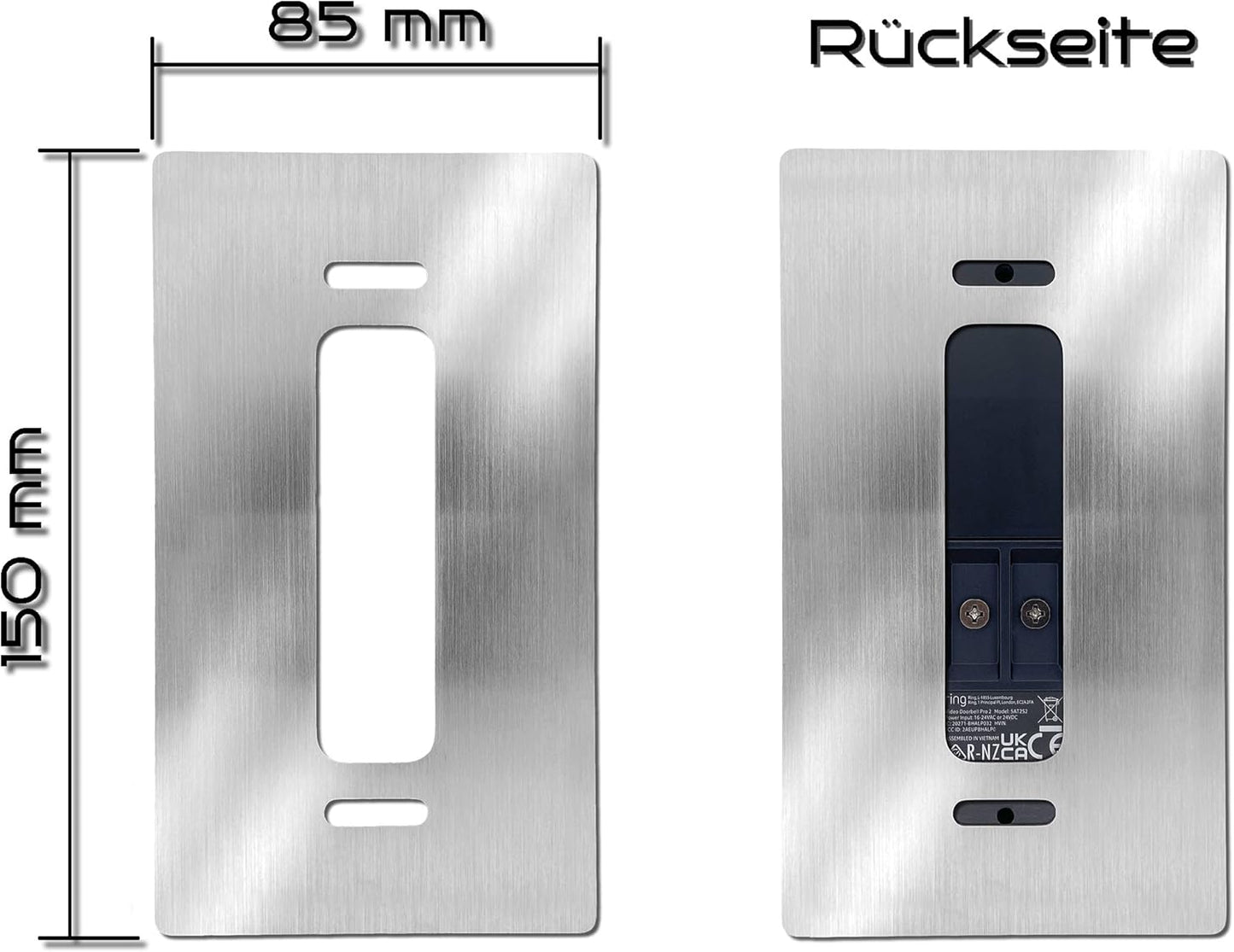 Edelstahl Blende für Ring Video Doorbell Pro, Gebürstet