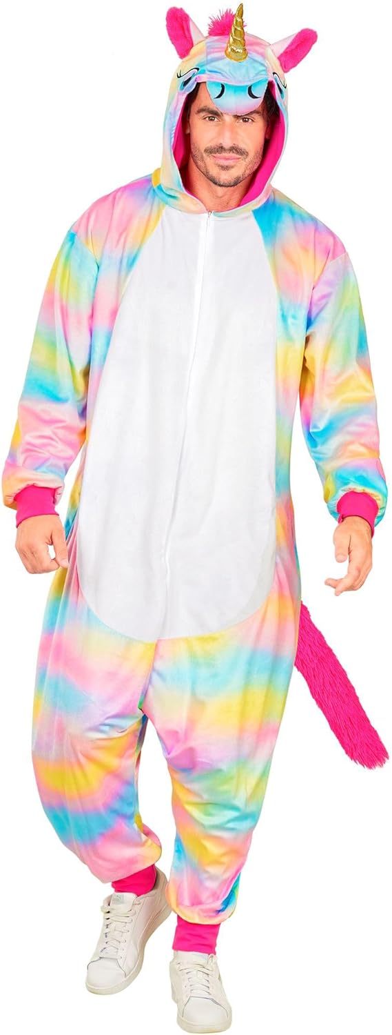 Einhorn-Jumpsuit mit Kapuze, Einhorn Regenbogen L-XL