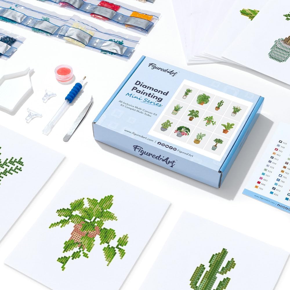 Mini Serie Diamond Painting Set mit 12 Stück, Pflanzen PROBLEMYOUMUSTCHECK