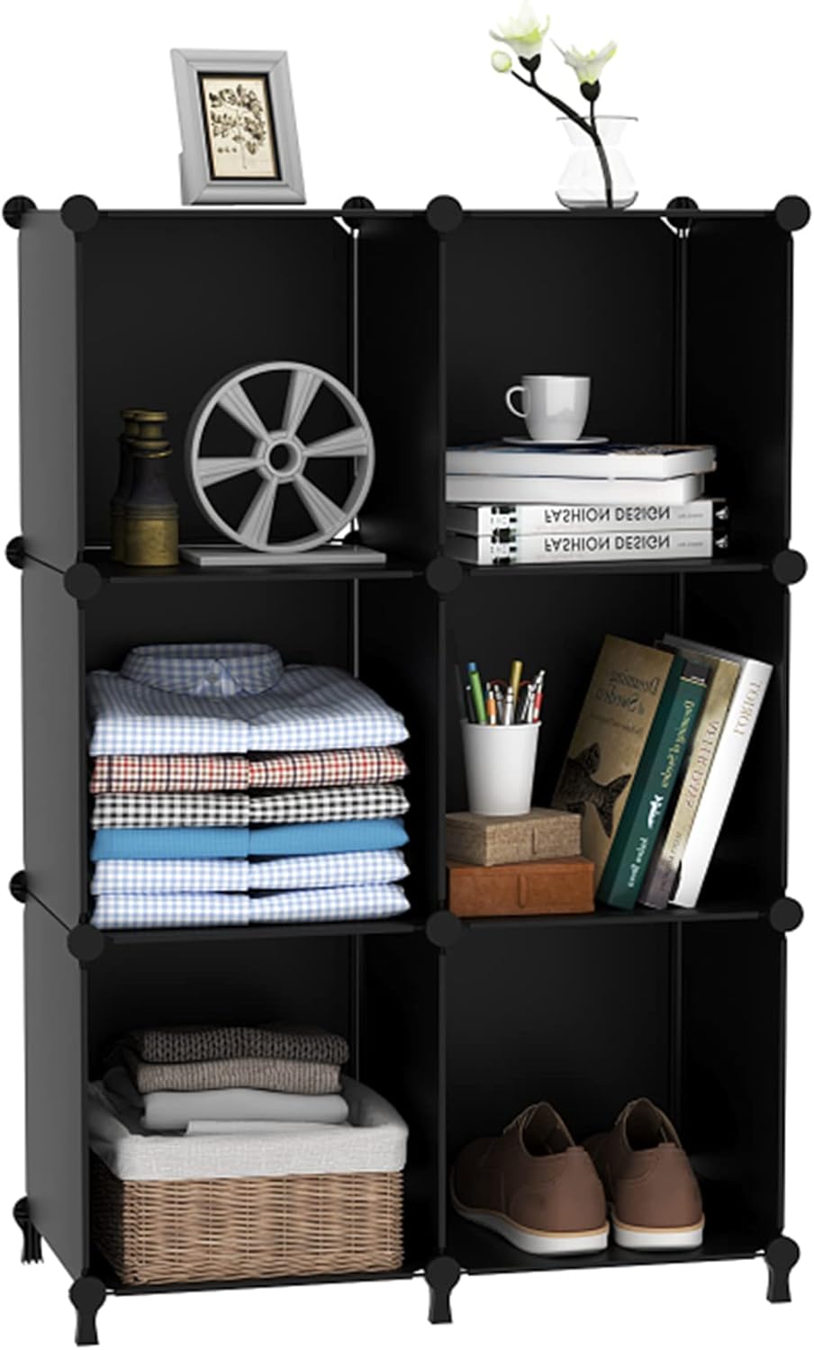 Cube Storage Organizer (6 Fächer, DIY Regal), Schwarz