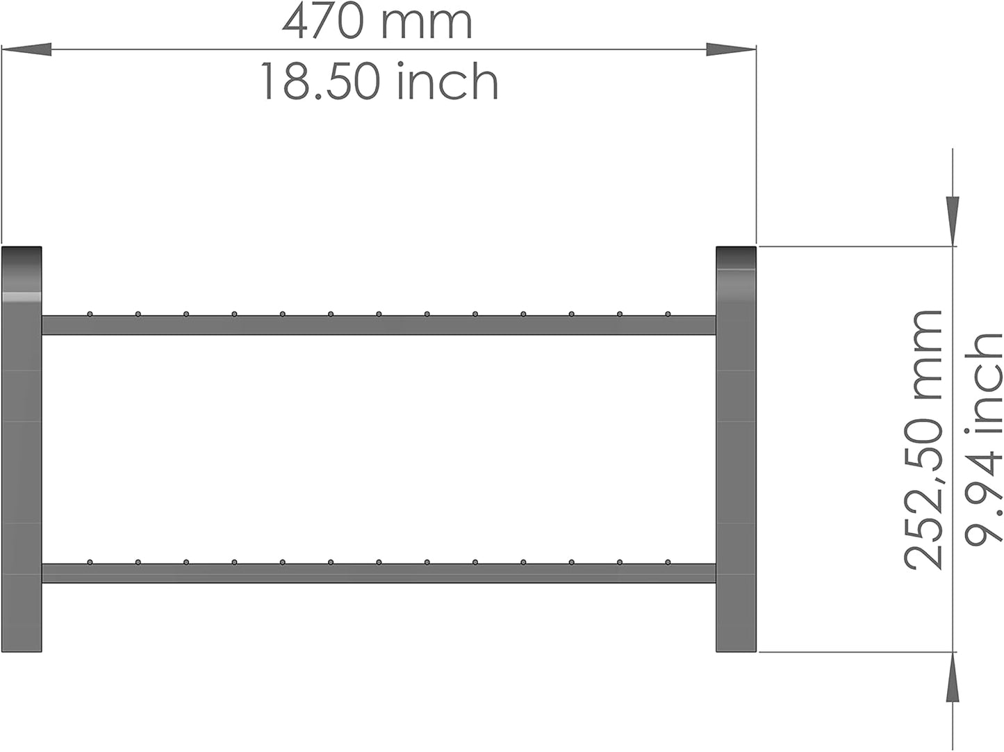 Platzsparendes Schuhregal, Holz-schwarz 47 cm / 2 Ebenen