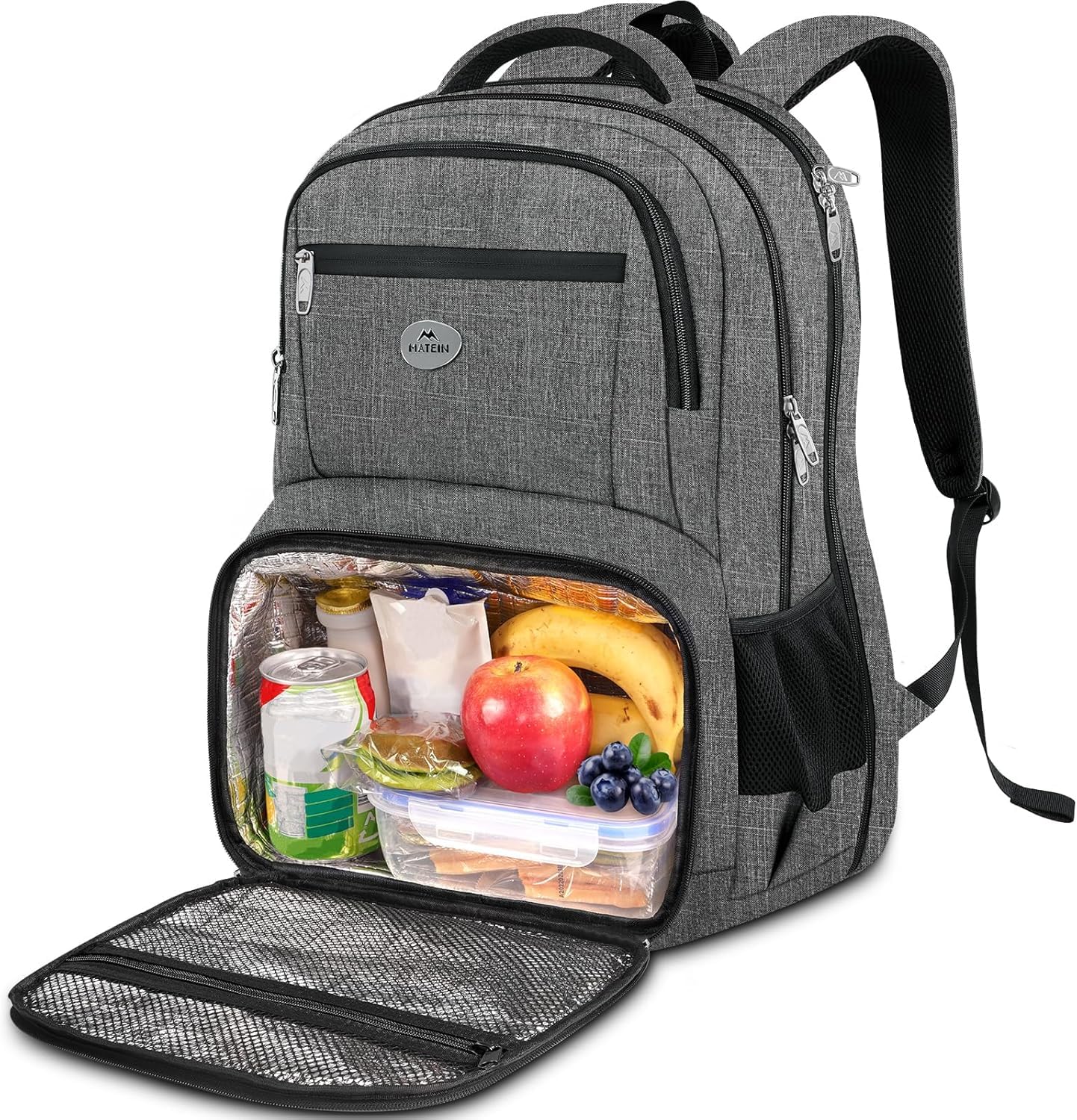 Laptop-Rucksack mit Kühlfach und USB-Anschluss, L Grau