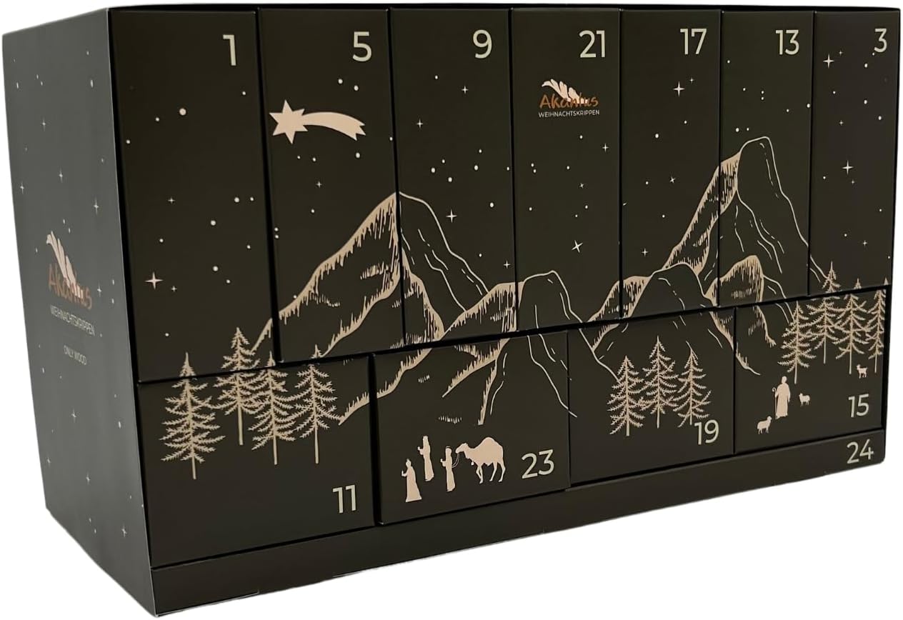 Weihnachtskrippen Adventskalender, Holz natur