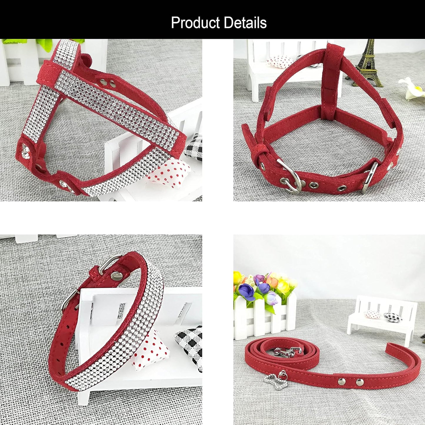 Hundehalsband Geschirr Leinen Set, S Rot