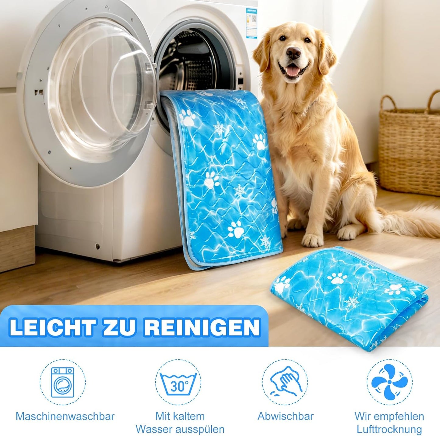 Selbstkühlende Hundematte, 90x60 cm, Blau L 90 x B 60 x H 1 cm