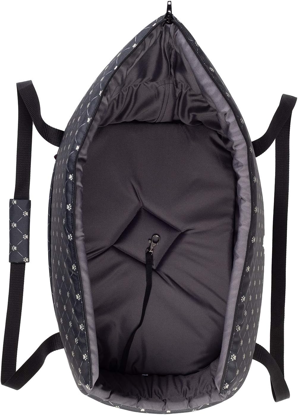 Tragetasche für Haustiere, L 42 x B 29 x H 33 cm|Schwarz / Muster: Pfoten