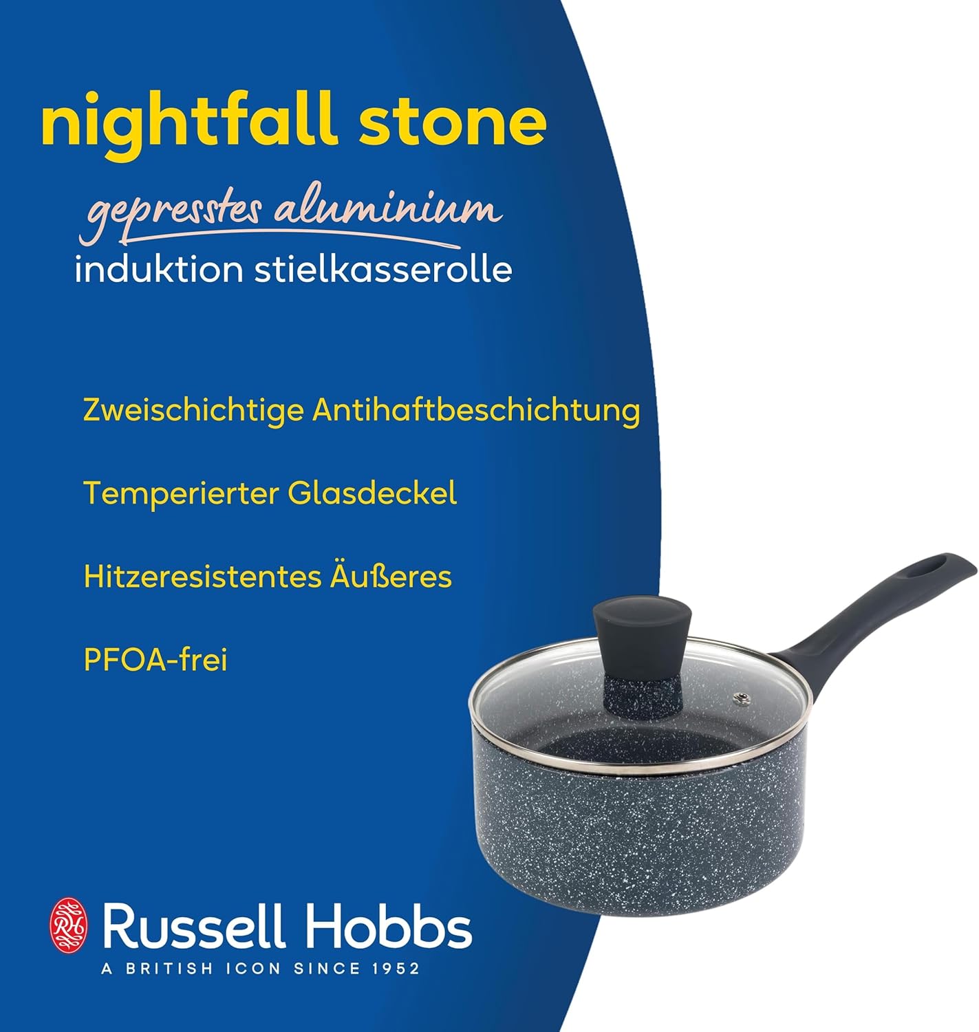 Antihaft-Stielkasserolle 18cm mit Hartglasdeckel, 18 cm kochtopf