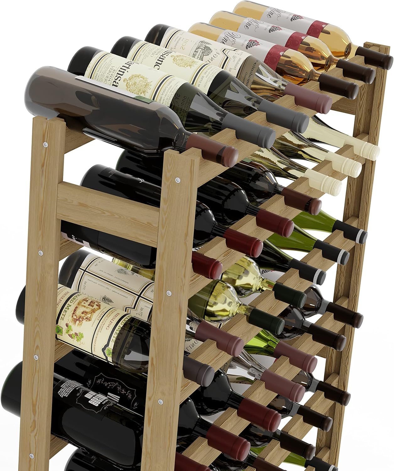 Weinregal für 77 Flaschen, Natur RW-1-77, 166 x 72,5 x 25, 11 liegen, 77 Flaschen