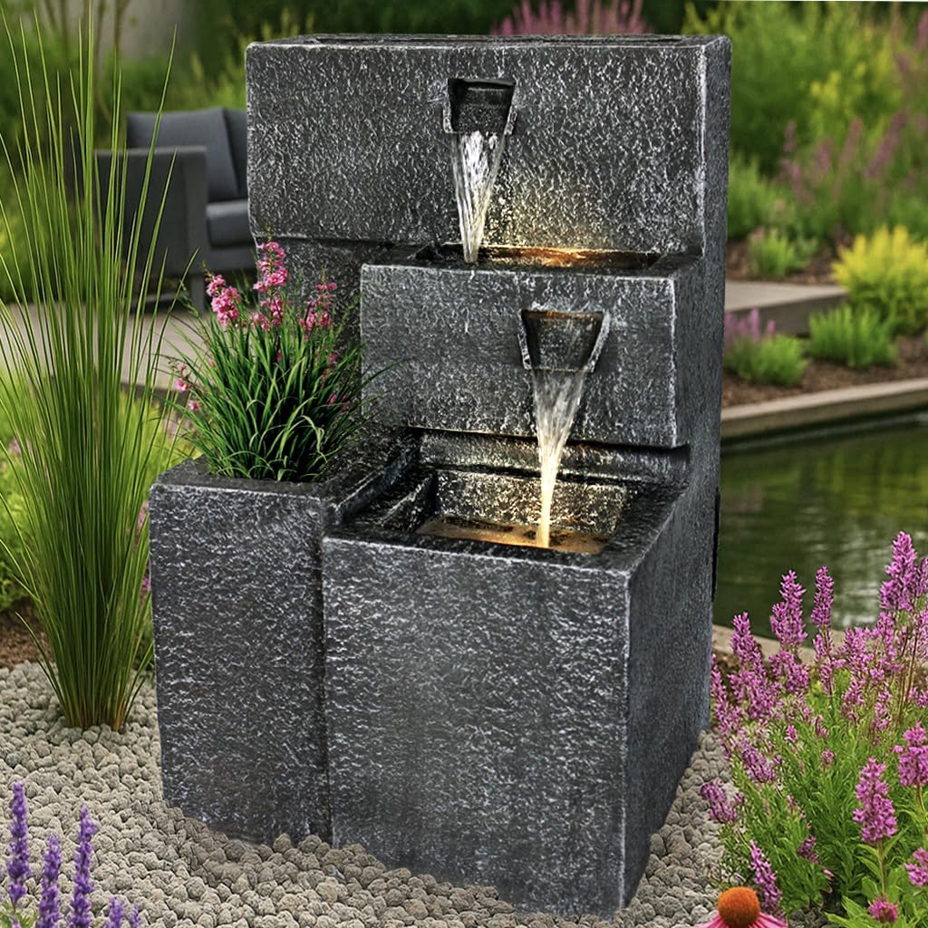 Gartenbrunnen Grada mit LED-Beleuchtung