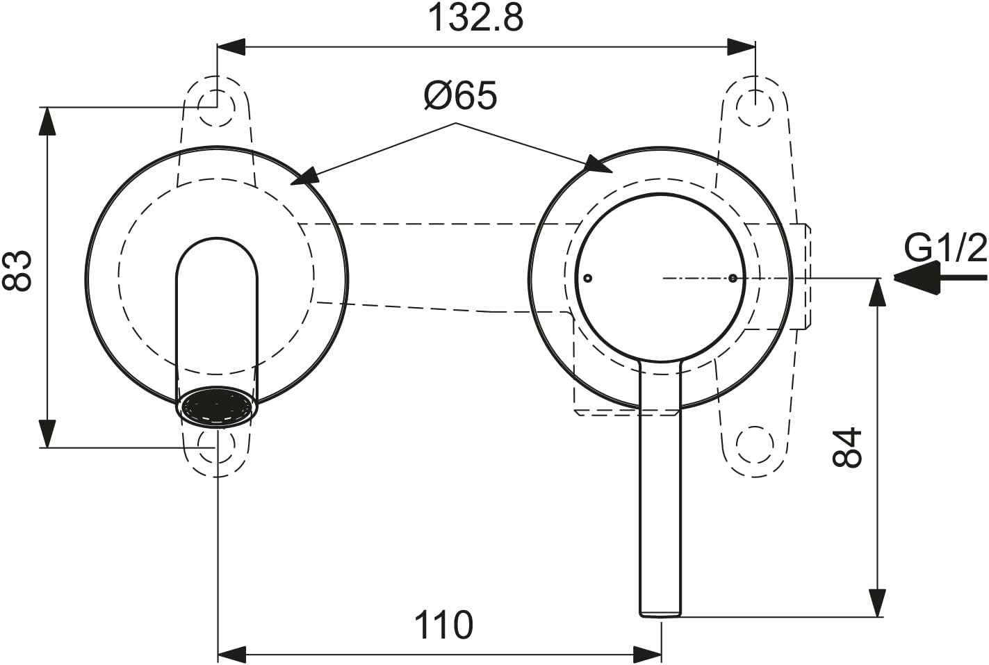 A6938AA Ceraline Wand-Waschtischarmatur, Wandmodel
