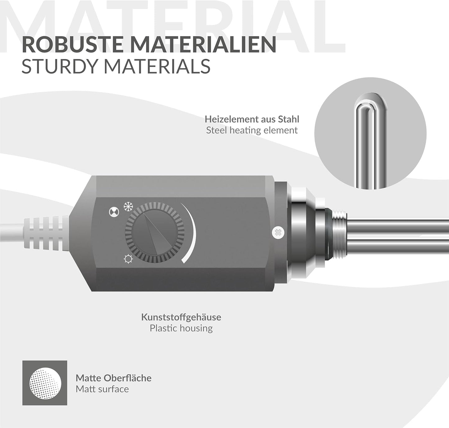 Elektrischer Badheizkörper mit Heizstab, 300x800 mm gerade mit Heizstab 300W Anthrazit