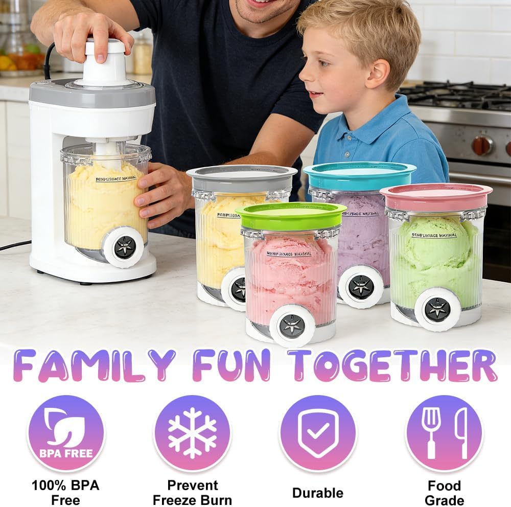 4-teiliges Behälter-Set für Ninja Creami NC700 & NC701 mit Löffel und Eisportionierer