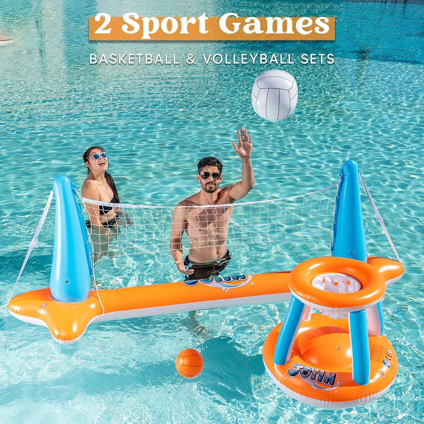 Aufblasbares Volleyball & Basketball Set, Orange