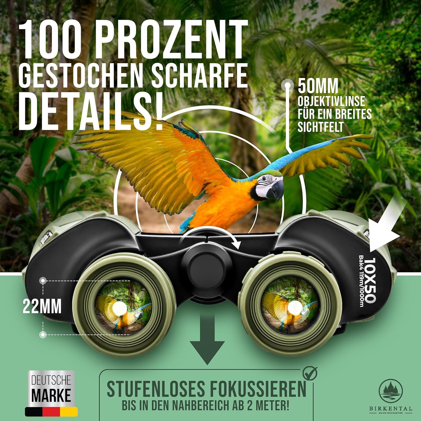 Fernglas 10x50, Grün 10x50