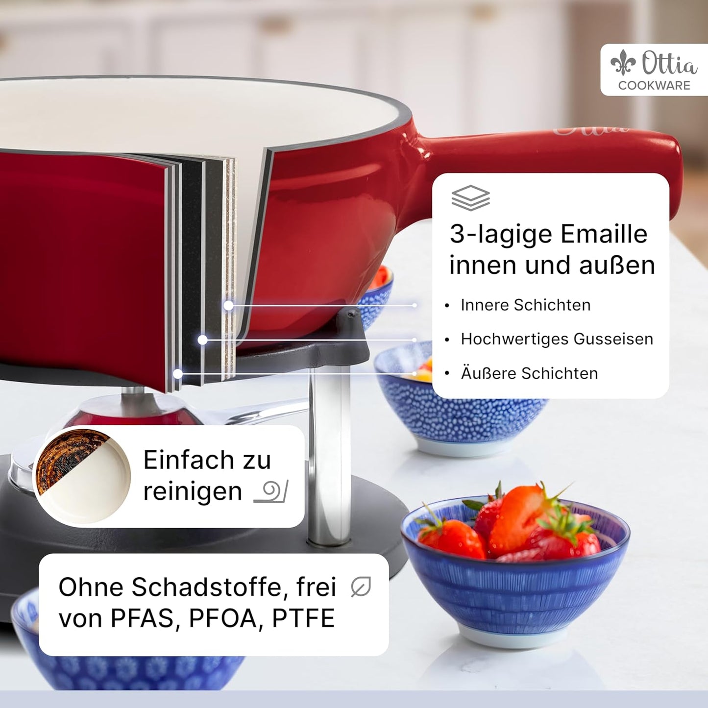 Fondue-Set, Rot