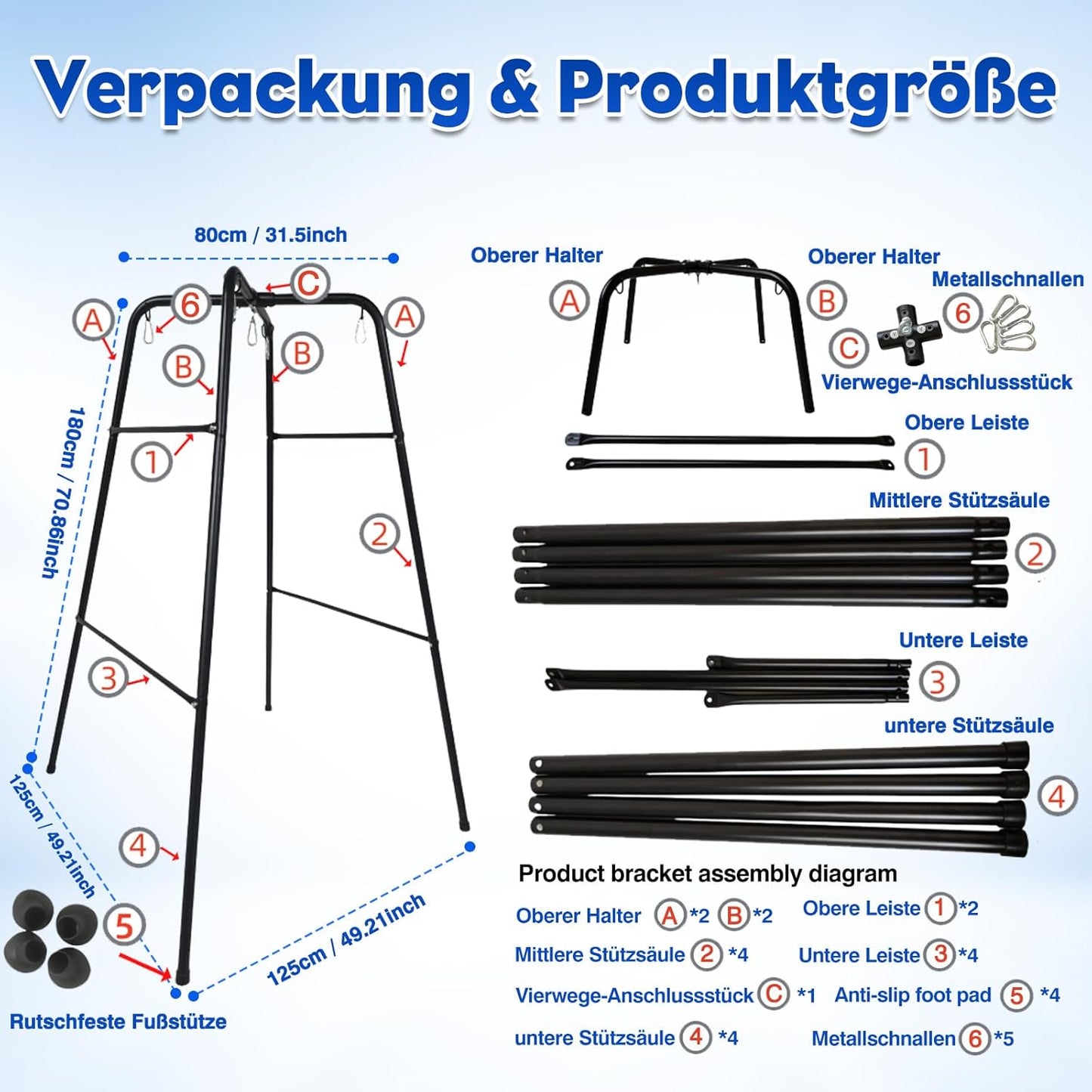 Freistehender Sexschaukel-Ständer, bis 360kg