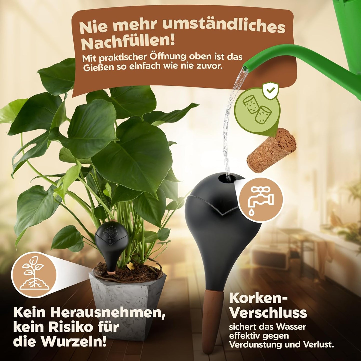 6er-Set Bewässerungskugeln, Schwarz 6