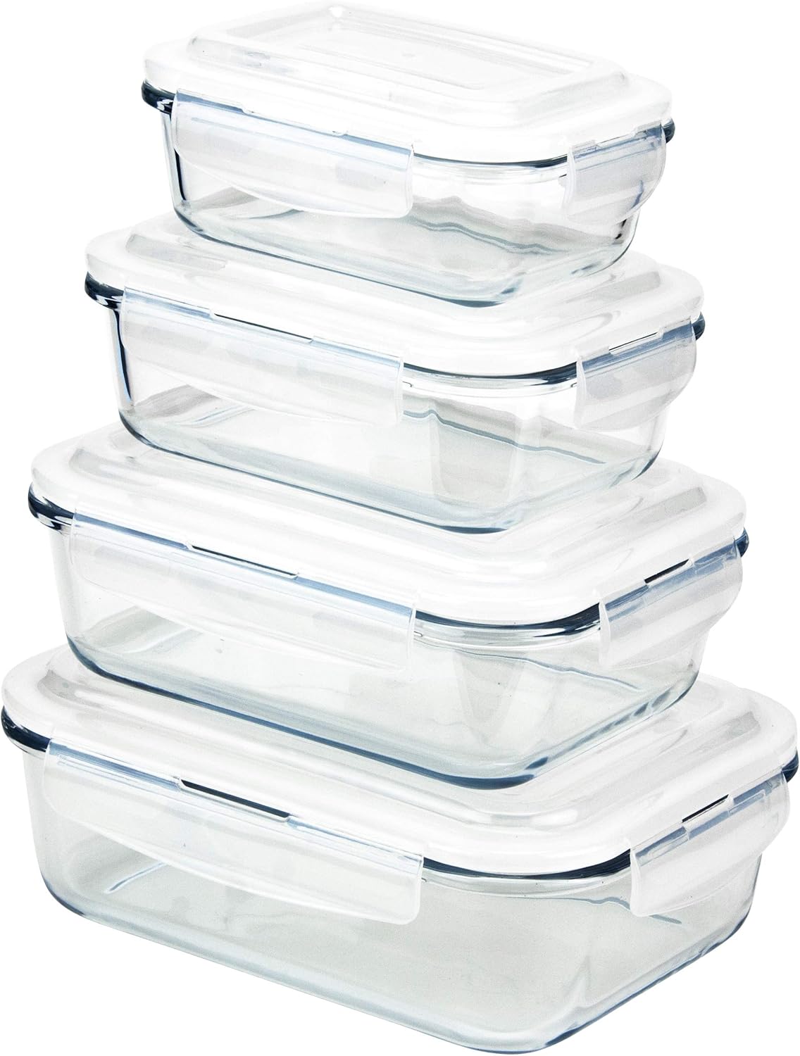 8-teiliges Frischhaltedosen-Set, 1 x 370, 1 x 640, 1 x 1040, 1 x 1520 ml Rechteckig