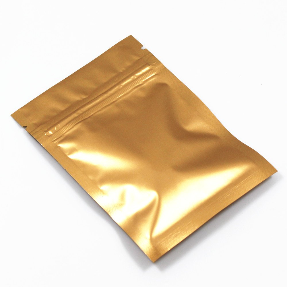 100 Stück Aluminiumfolie Verpackung, Matt Gold 12x18cm (4.7x7.1 inch)