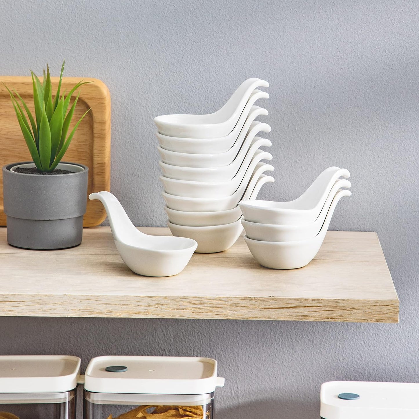 12-teiliges löffelförmiges Dessertschälchen-Set Serie Ramekin.Dish, Set- 12 Tlg. 9.5 * 5.7 * 5.2cm/20ml (Löffelförmig) Weiss
