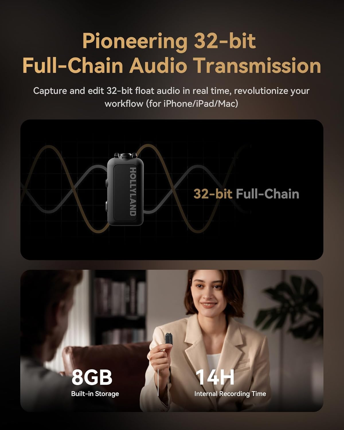 Lark Max 2 Lavalier Mikrofon mit AI-Rauschunterdrückung, 1T4-Combo-Gray