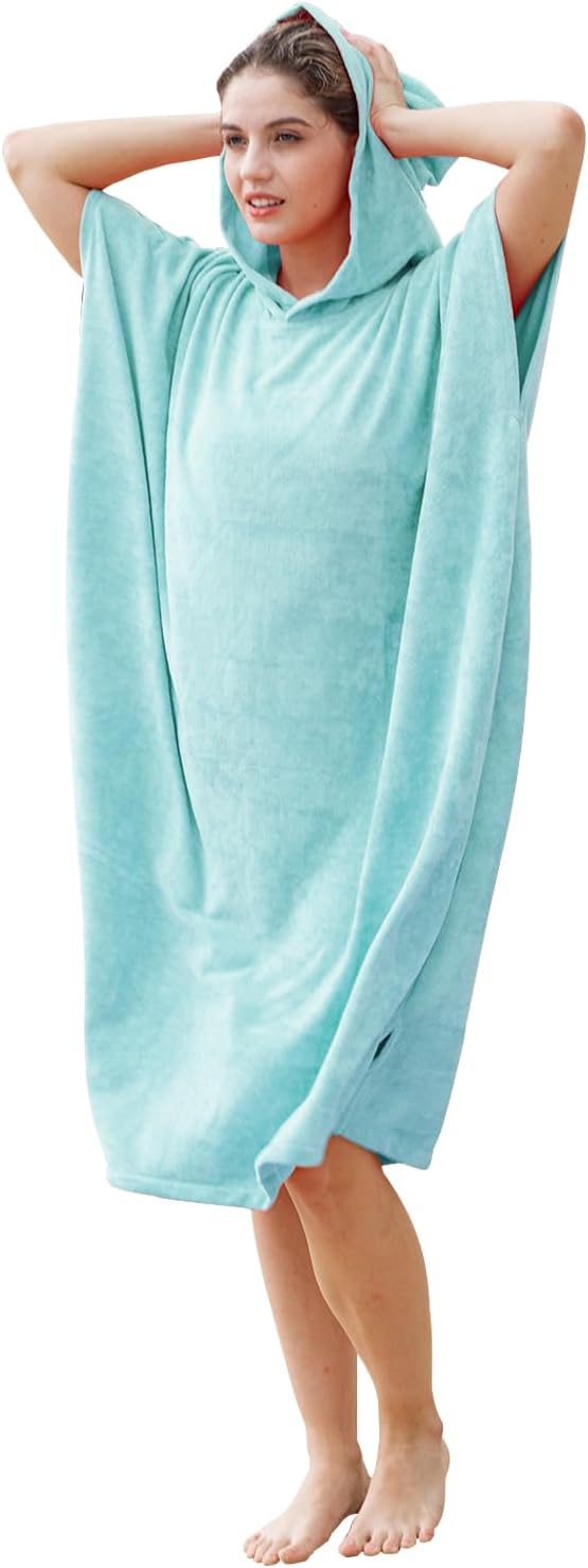 Mikrofaser Surfponcho mit Kapuze, Hellblau