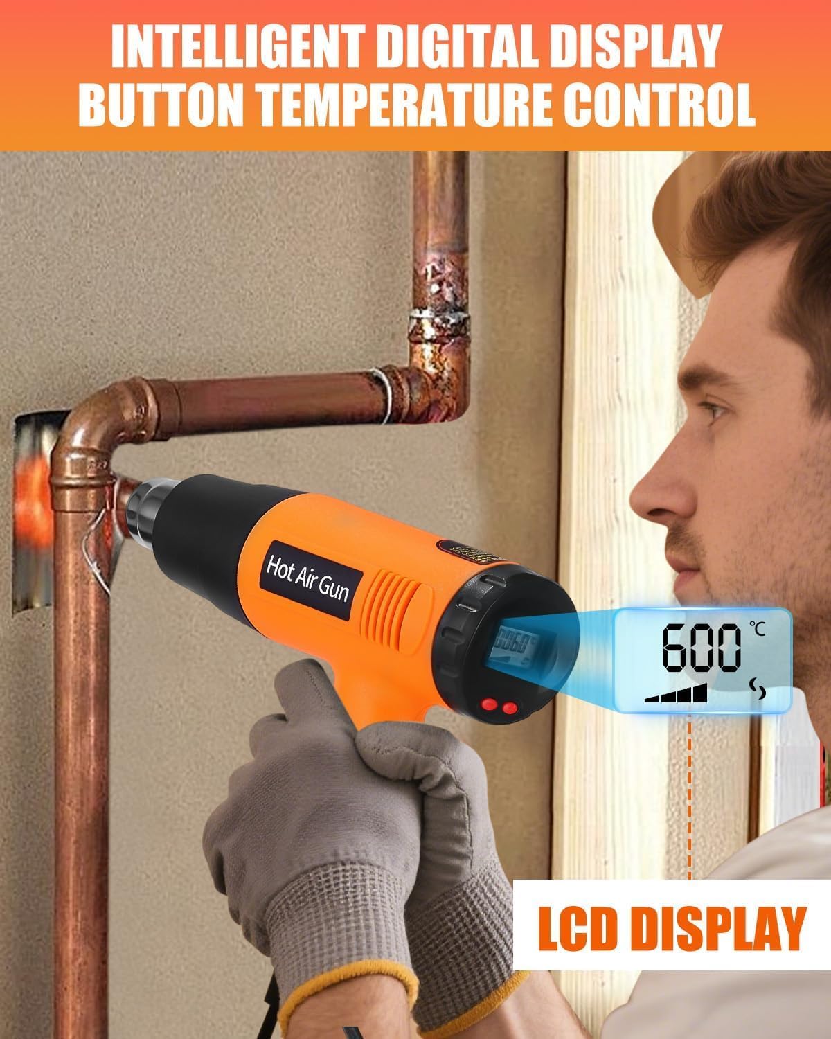 Heissluftpistole 2000W mit LCD-Anzeige