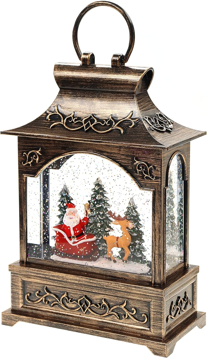 Schneekugel-Laterne - Weihnachtsmann & Schlitten