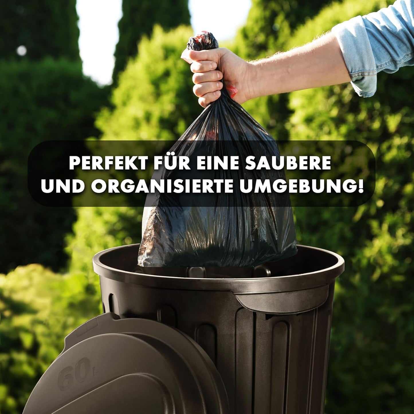 Abfalleimer Robin mit Deckel, 60 Liter