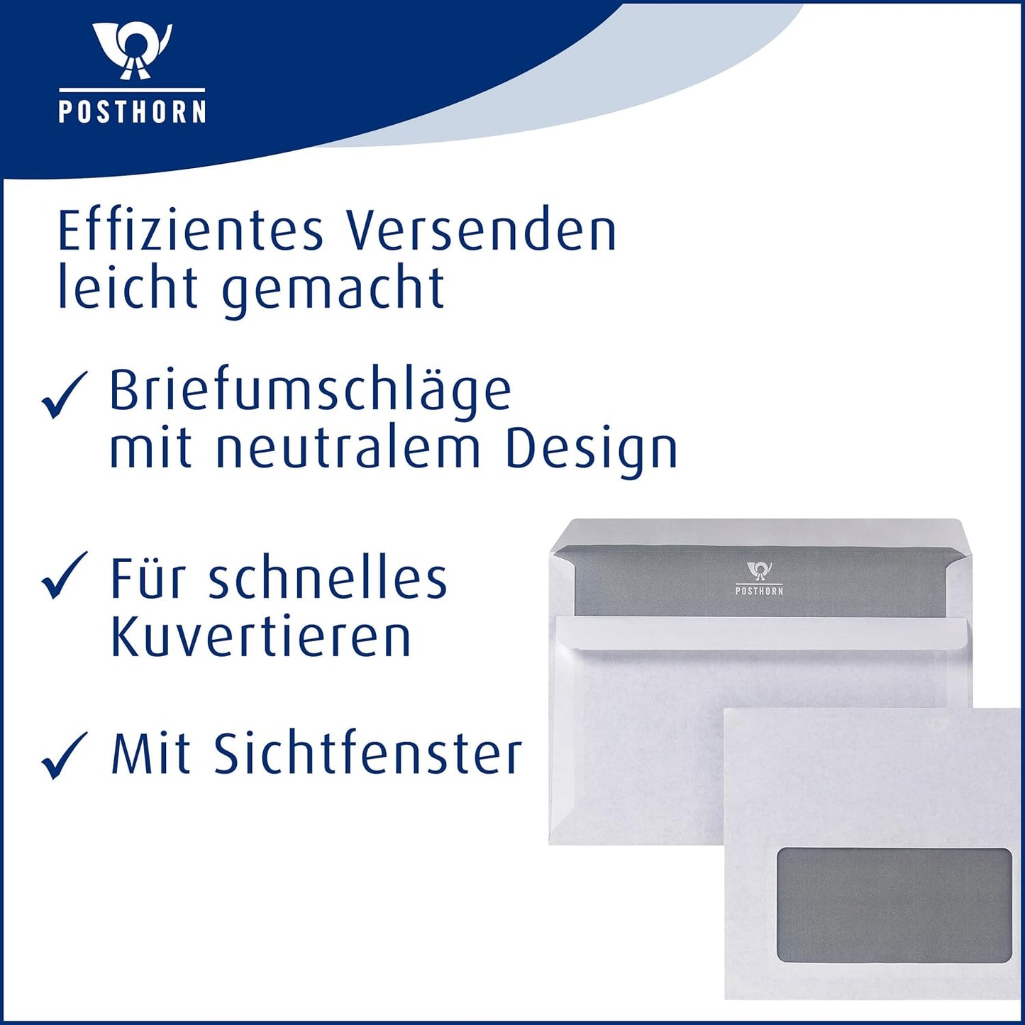 Briefumschläge C6 mit Sichtfenster (1000 Stück), Weiss/Mit Fenster, Single