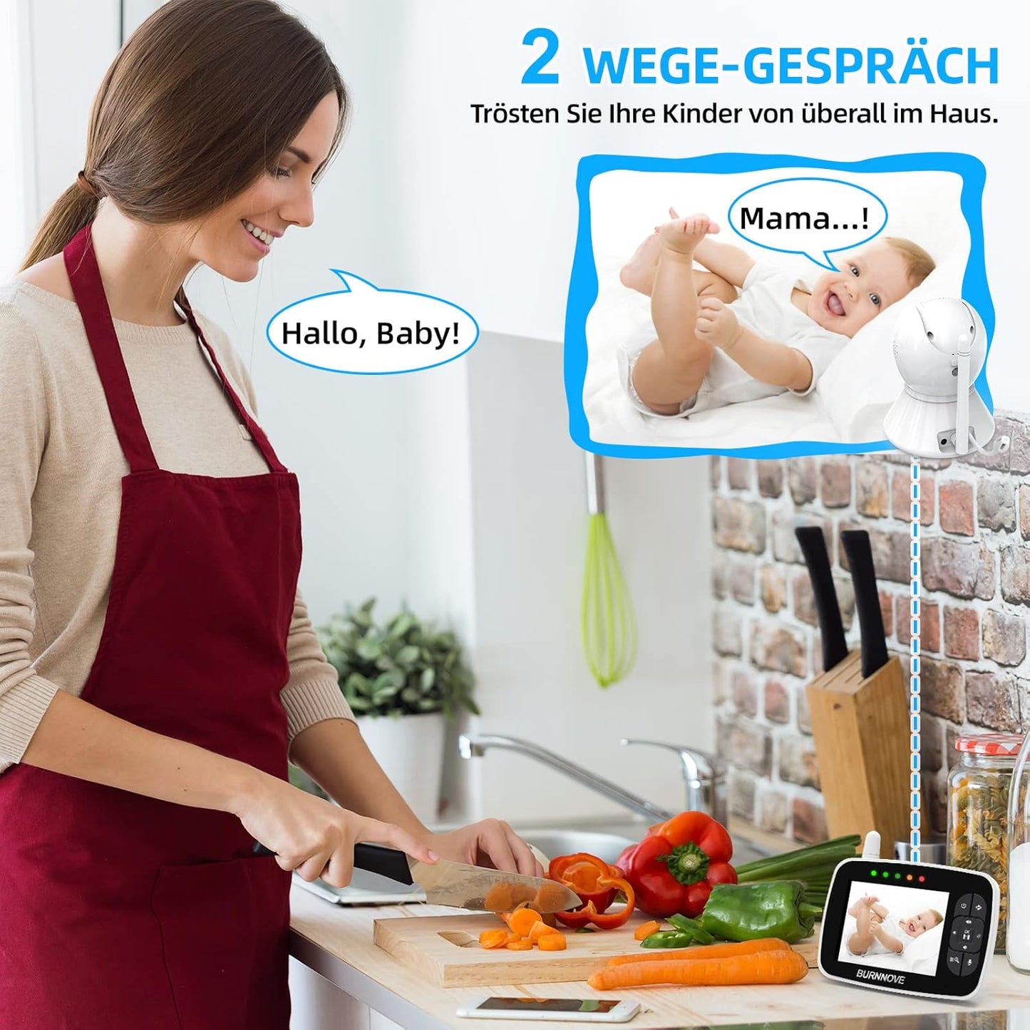 Video Babyphone mit Kamera und Nachtsicht, Set