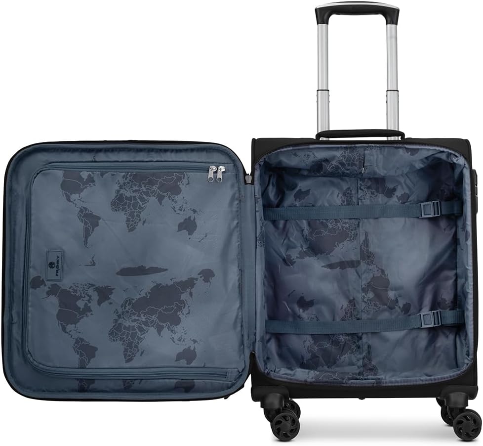 Handgepäck Trolley mit 4 Rollen und Zahlenschloss, Schwarz Koffer S (55 cm)