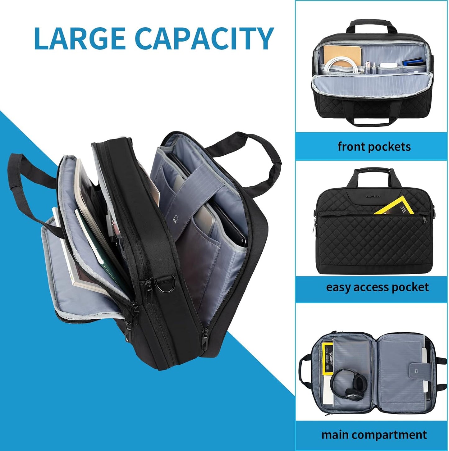 Business Laptoptasche, Gestepptes Schwarz